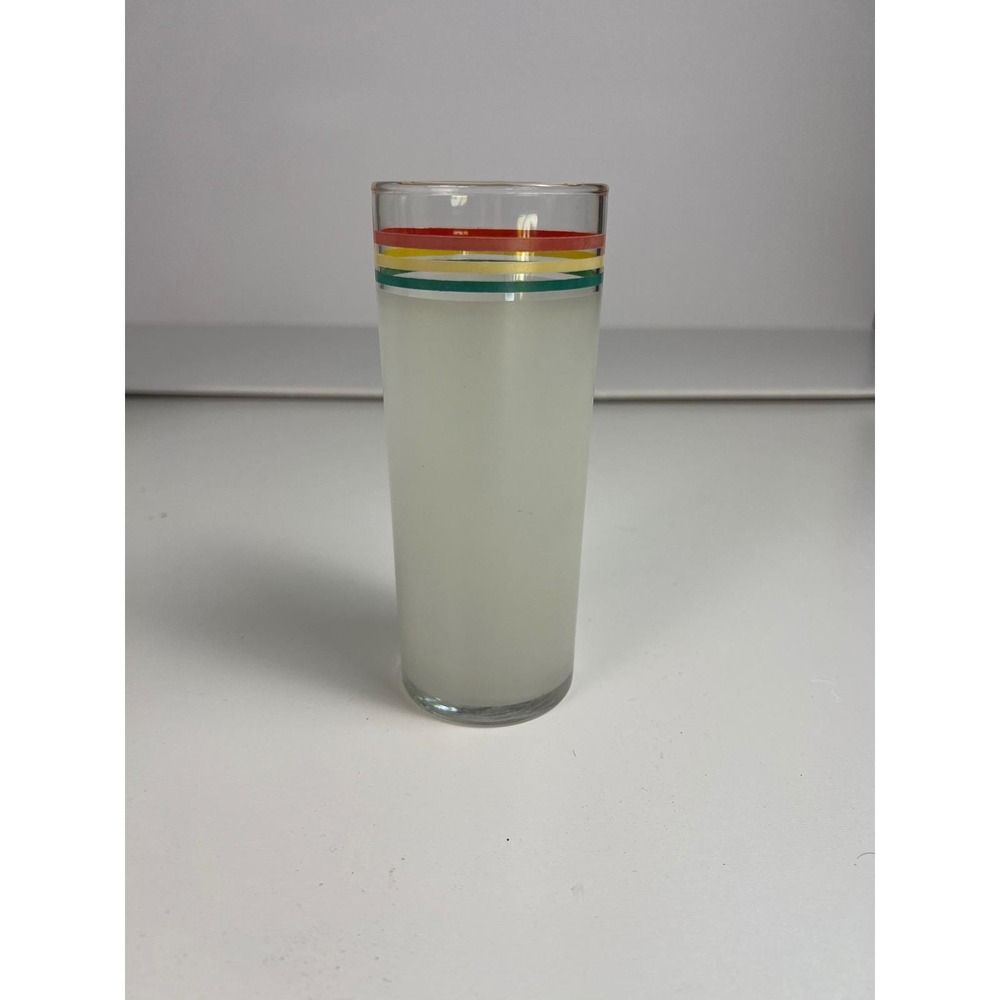 VTG Libbey‎ Fiesta Frosted Red Green Yellow Stripe Tom Collins Cooler Glass